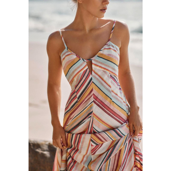 Anthropologie Stripe Maxi Dress - New Large Petite - Picture 3 of 4